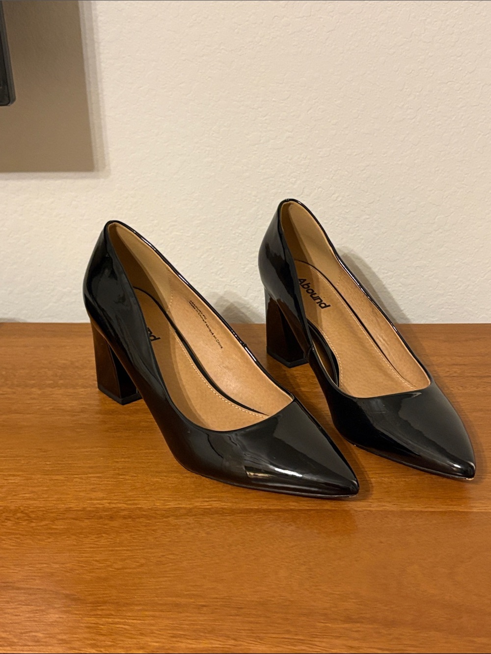 Abound Black Patent Pointed Block Heel Pumps